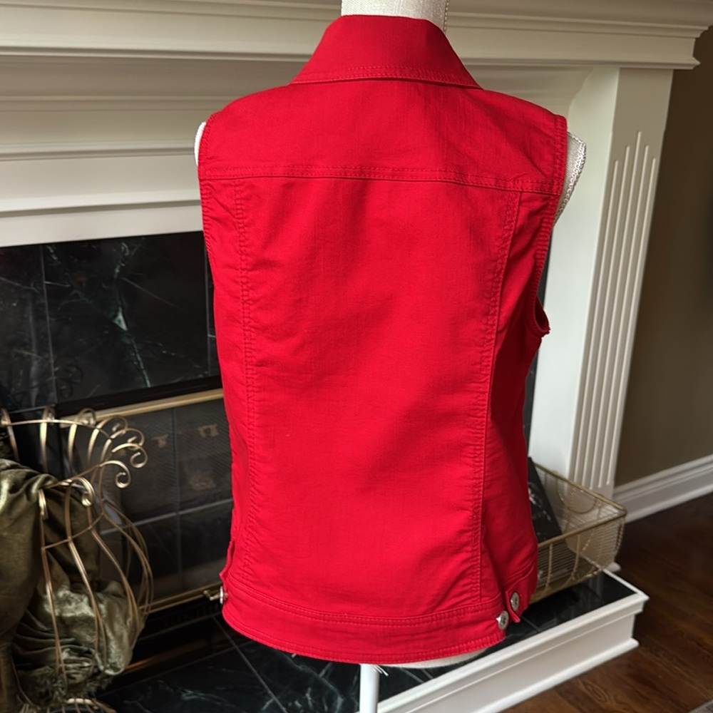 db Established 1962 Red Sleeveless Denim Vest Sz L - Picture 4 of 14